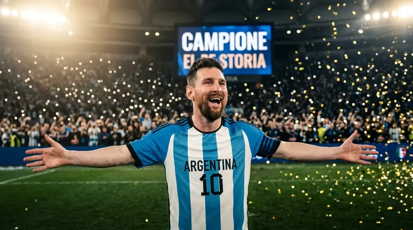 Lionel Messi esulta dopo il gol record contro l'Austria ai Mondiali 2026